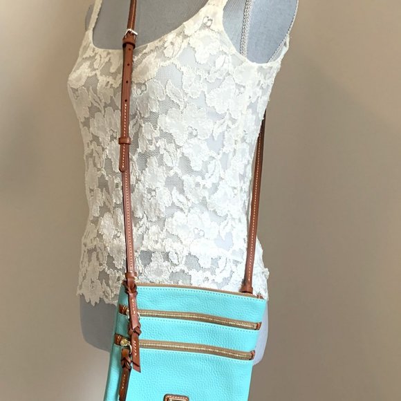 Dooney and Bourke Crossbody Bag Turquoise Teal All Weather Leather Small Mini - Picture 5 of 5